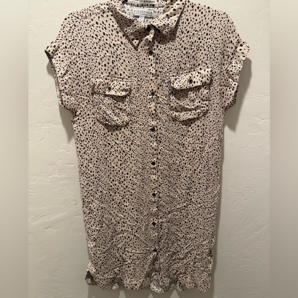 Pj Salvage Ranch Retreat Night Shirt Cream and Black size xs button up